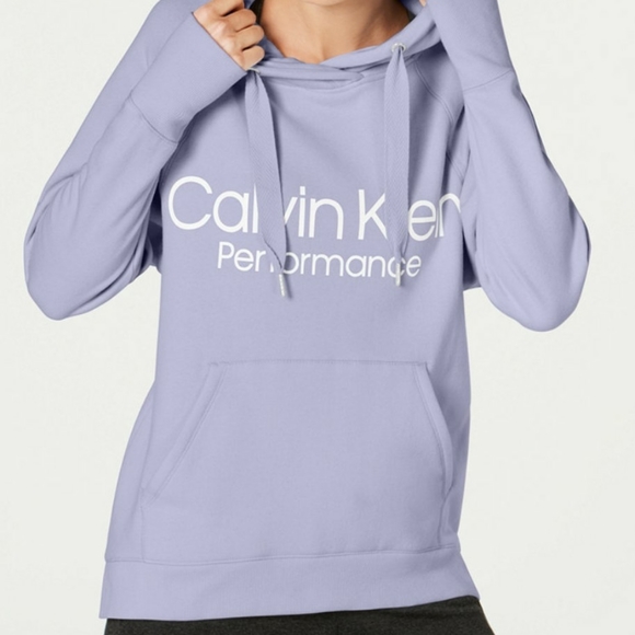 Calvin Klein Performance Logo Fleece Hoodie w/ Thumbholes Black  M & Violet Lg - Picture 3 of 16